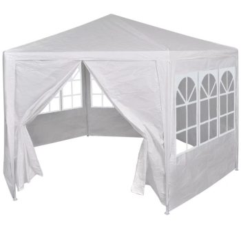 Partytelt med 6 sidevegger 2x2 m - hvit Lengde diagonalt: 4 m