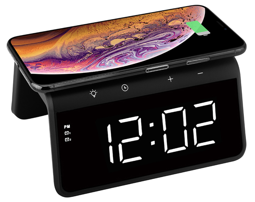 Trådløs lader med klokke, Audix SY-W0258, svart