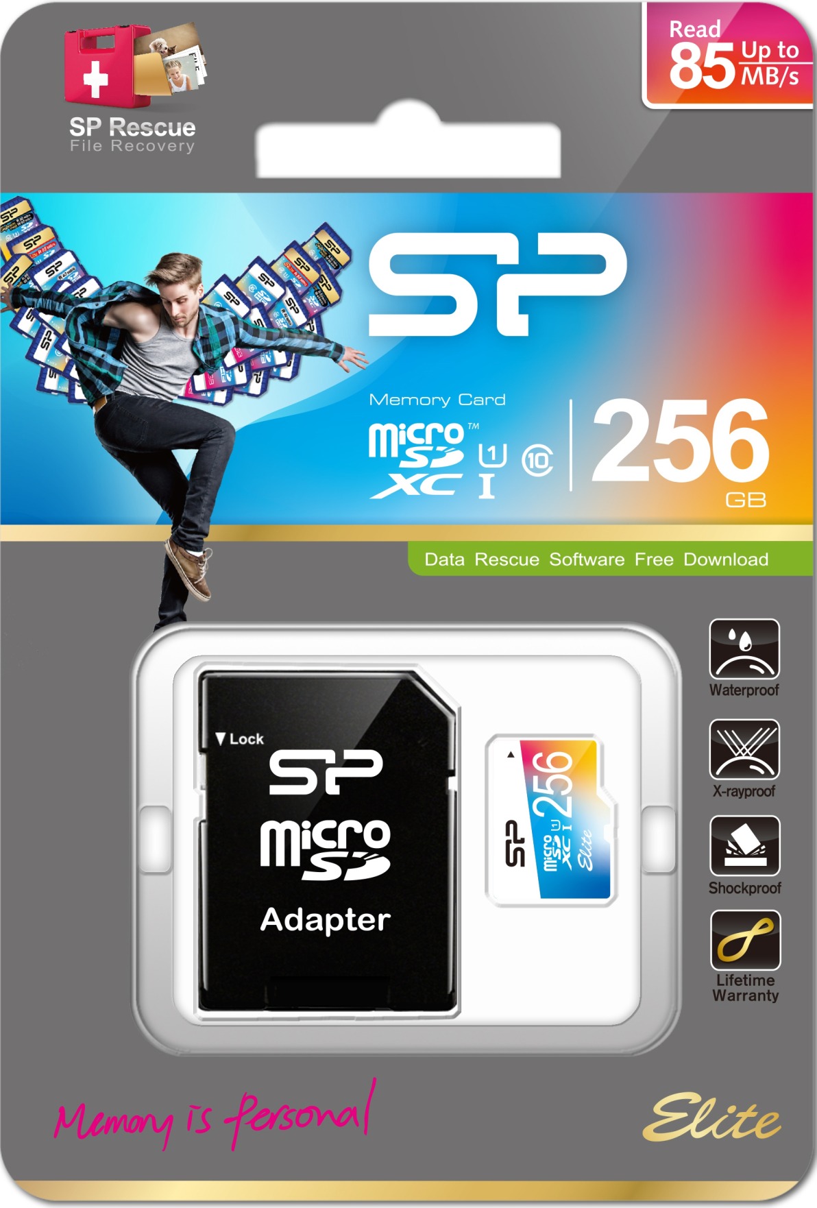 Micro SDHC adap. minnekort Silicon P. 256 GB, 10 k